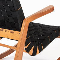 Rare Early Mid Century Wooden Rocking Chair by Ralph Rapson, 1940s