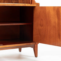 Scandinavian Modern Figured Mahogany Secretary Bookcase Cabinet 1960s