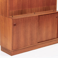 Mid Century Danish Teak Wood Drop-Down Secretary Desk Wall Unit
