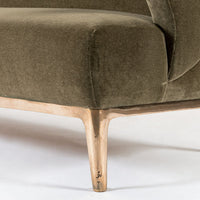 Restored 1940s Art Deco Sofa Mink Mohair, Matching Chair Available