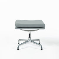 Eames Soft Pad Recliner with Ottoman for Herman Miller, Gray Leather Aluminum Group