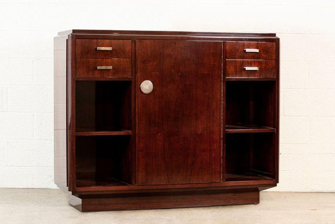 Antique Art Deco Wood Sideboard Cabinet or Credenza, Matching Table Available