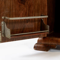 Antique French Art Deco Elm Wood Bar Cabinet 1930s