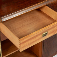 Art Deco Figured Walnut Sideboard Buffet or Bar Cabinet with Vitrine, circa 1930