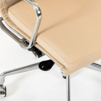 Eames Herman Miller Tall Cream Leather Office Chair Aluminum Group