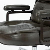 Eames Time Life Executive Lobby Chair for Herman Miller, Dark Gray Leather Office Desk Chair, 1988