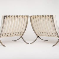 Mid Century White Barcelona Chairs by Mies van der Rohe for Knoll