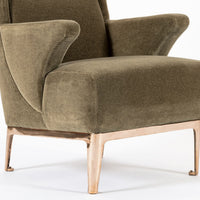 Restored 1940s Art Deco Lounge Chair Mink Mohair, Matching Sofa Available