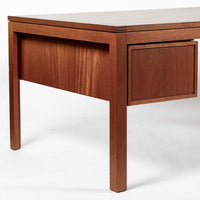 Large Mid Century Danish Modern Mahogany Wood Executive Desk, 2 Matching Avail