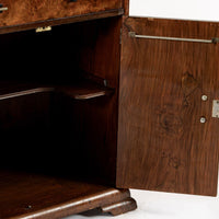 Antique French Art Deco Elm Wood Bar Cabinet 1930s