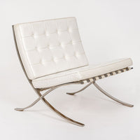 Mid Century White Barcelona Chairs by Mies van der Rohe for Knoll