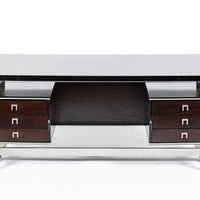 Postmodern Italian Rosewood and Metal Writing Desk by Abbondinterni, 1970s