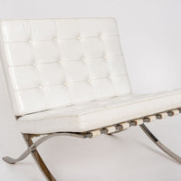 Mid Century White Barcelona Chairs by Mies van der Rohe for Knoll