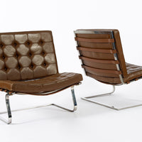 Pair Vintage Brown Tugendhat Lounge Chairs by Mies van der Rohe for Knoll 1960s