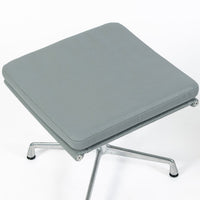 Eames Soft Pad Recliner with Ottoman for Herman Miller, Gray Leather Aluminum Group