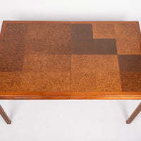 Mid Century Wood & Cork Extendable Dining Table by Edward Wormley