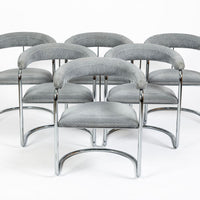 Set of 6 Mid-Century Modern SS33 Chrome Dining Chairs by Anton Lorenz for Thonet, 1970s