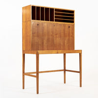 Exceptional Mid Century Danish Drop-Front Secretary Desk & Wall Shelf by Ditzel