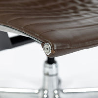 Eames Herman Miller Brown Leather Aluminum Group Thin Pad Desk Chair, 2008