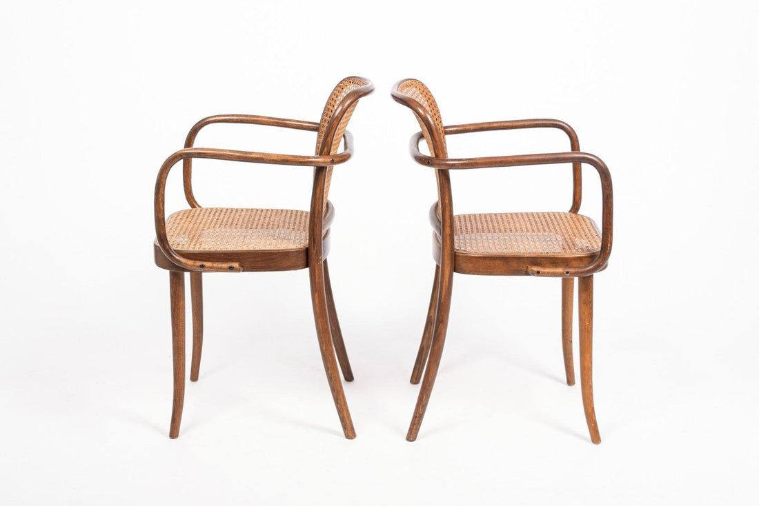 Mid Century Bentwood & Cane Cafe Chairs by Joseph Hoffman for Stendig