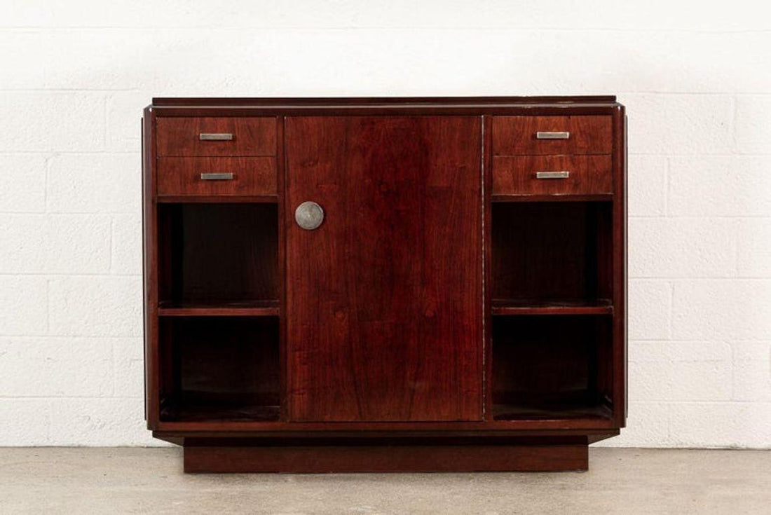 Antique Art Deco Wood Sideboard Cabinet or Credenza, Matching Table Available
