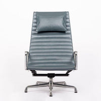 Eames Blue Gray Leather Office Lounge Chair for Herman Miller - 2 Available
