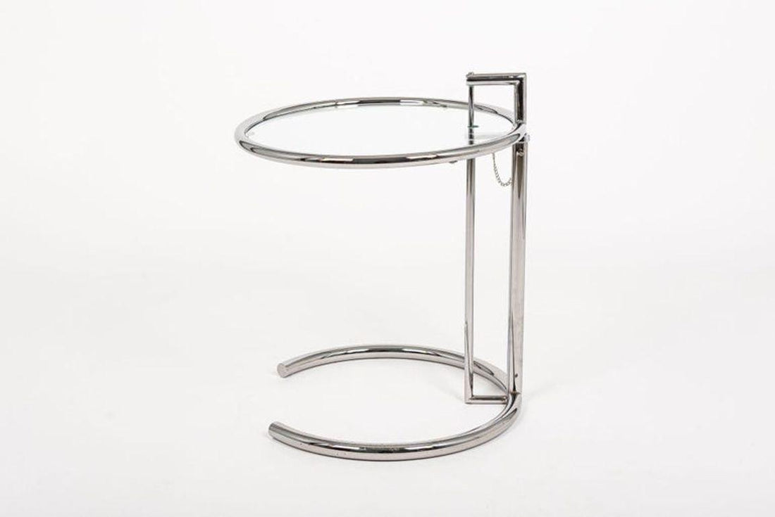 Mid Century Glass & Chrome Round Side Table by Eileen Gray (attr.)