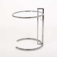Mid Century Glass & Chrome Round Side Table by Eileen Gray (attr.)