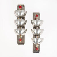 Antique Art Deco Large Silver Metal Wall Sconce Lamps, 34”