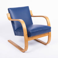 Bauhaus 402 Blue Arm Chair by Alvar Aalto, Made in Finland, 1930s