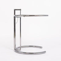 Mid Century Modern Glass & Chrome Round Side Table by Eileen Gray (attr.)