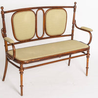 Antique Art Nouveau Bentwood Loveseat Bench and Side Chairs Salon Suite, 1900s