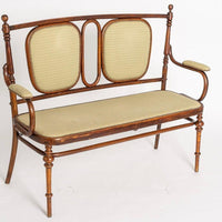 Antique Art Nouveau Bentwood Loveseat Bench and Side Chairs Salon Suite, 1900s
