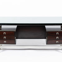Postmodern Italian Rosewood and Metal Writing Desk by Abbondinterni, 1970s