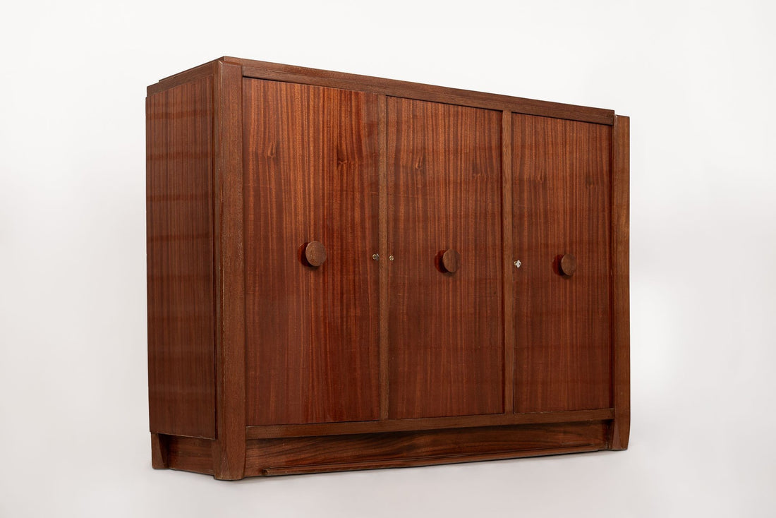 Antique French Art Deco Mahogany Sideboard Cabinet by Andre Sornay