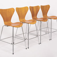 Danish Modern Wood Stools Series 7 by Arne Jacobsen for Fritz Hansen