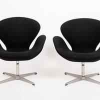 Mid Century Danish Black Swan Chairs by Arne Jacobsen for Fritz Hansen