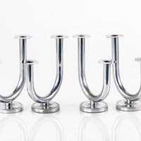 Antique Art Deco Taurex Chrome Candlestick Holders by Walter Von Nessen for Chase