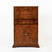 Antique French Art Deco Elm Wood Bar Cabinet 1930s