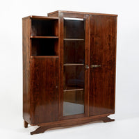 Antique French Art Deco Rosewood Vitrine Display Cabinet or Bookcase, 1940s