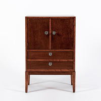 Antique Art Deco Scandinavian Small Oak Wood Side Cabinet or Nightstand 1950s