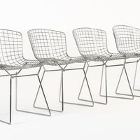 Mid Century Modern Silver Wire Dining Side Chairs by Harry Bertoia for Knoll