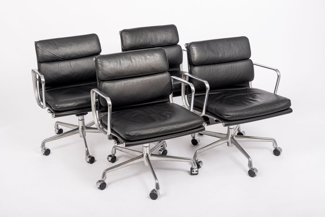 Mid Century Black Leather Desk Chairs by Eames for Herman Miller