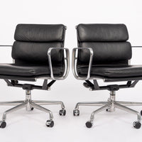 2001 Eames Herman Miller Black Leather Desk Chairs Aluminum Group
