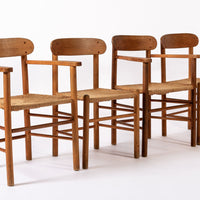 Mid Century Danish Wood & Rush Wicker Dining Chairs