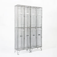 Pair British Industrial Metal Wire Mesh Locker Sets, Made in the UK
