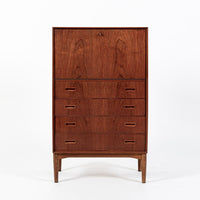 Mid-Century Danish Modern Teak Secretary Desk or Bar Cabinet Made in Denmark 1960s