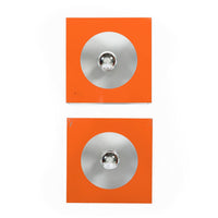 Vintage Mid Century French Orange Metal Wall Light Sconces by Disderot (attr)