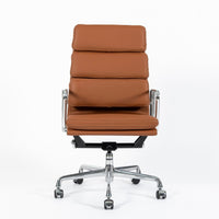 Herman Miller Eames Tall Medium Brown Leather Desk Chair Soft Pad