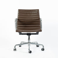 Eames Herman Miller Brown Leather Aluminum Group Thin Pad Desk Chair, 2008